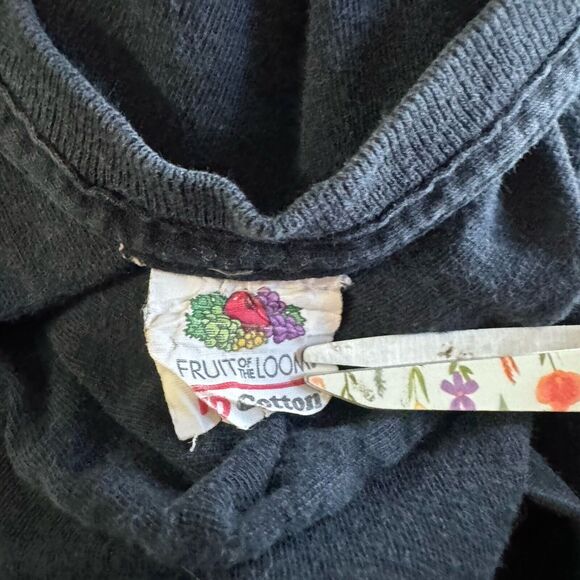 Fruit of the Loom DARE T Shirt Medium Black Vintage American Flag Graphic 90s - Picture 3 of 7